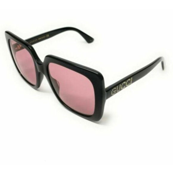 Gucci Women\'s Black and Pink Square Sunglasses!